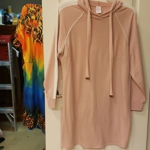 NWOT Pink & White Longsleeve Hoodie Dress